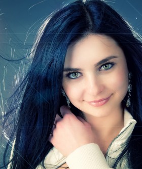 Girl looks at camera