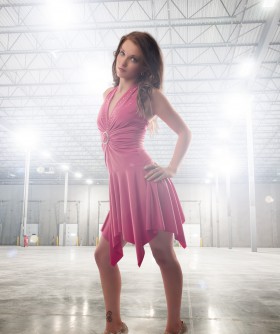 Model in empty warehouse